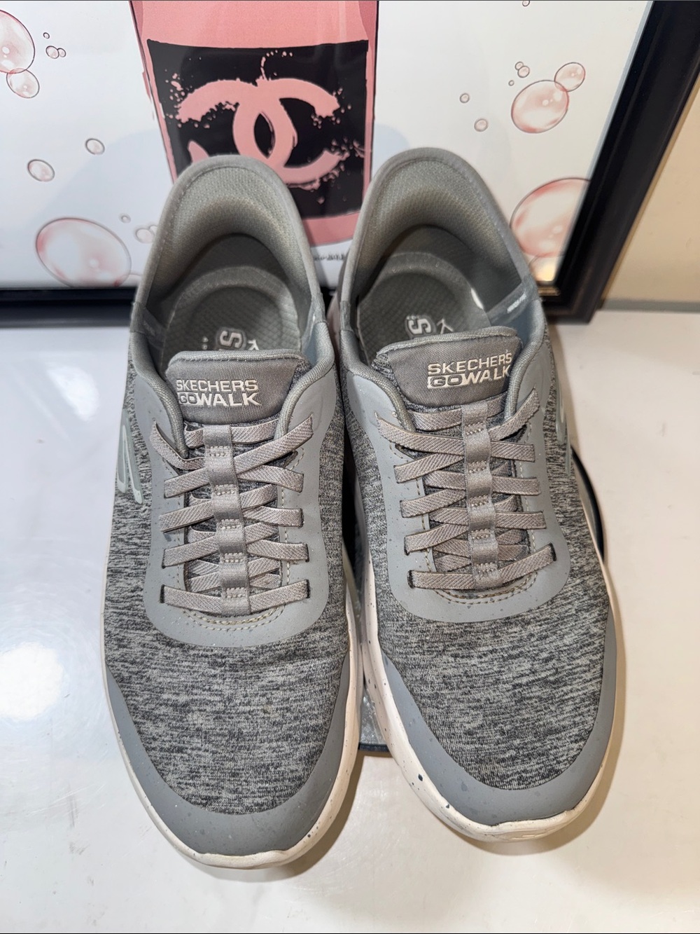 Skechers Dacie Gray Slip-On Hands-Free GOwalk Flex Sneakers - Women’s Size 8 - Picture 8 of 12